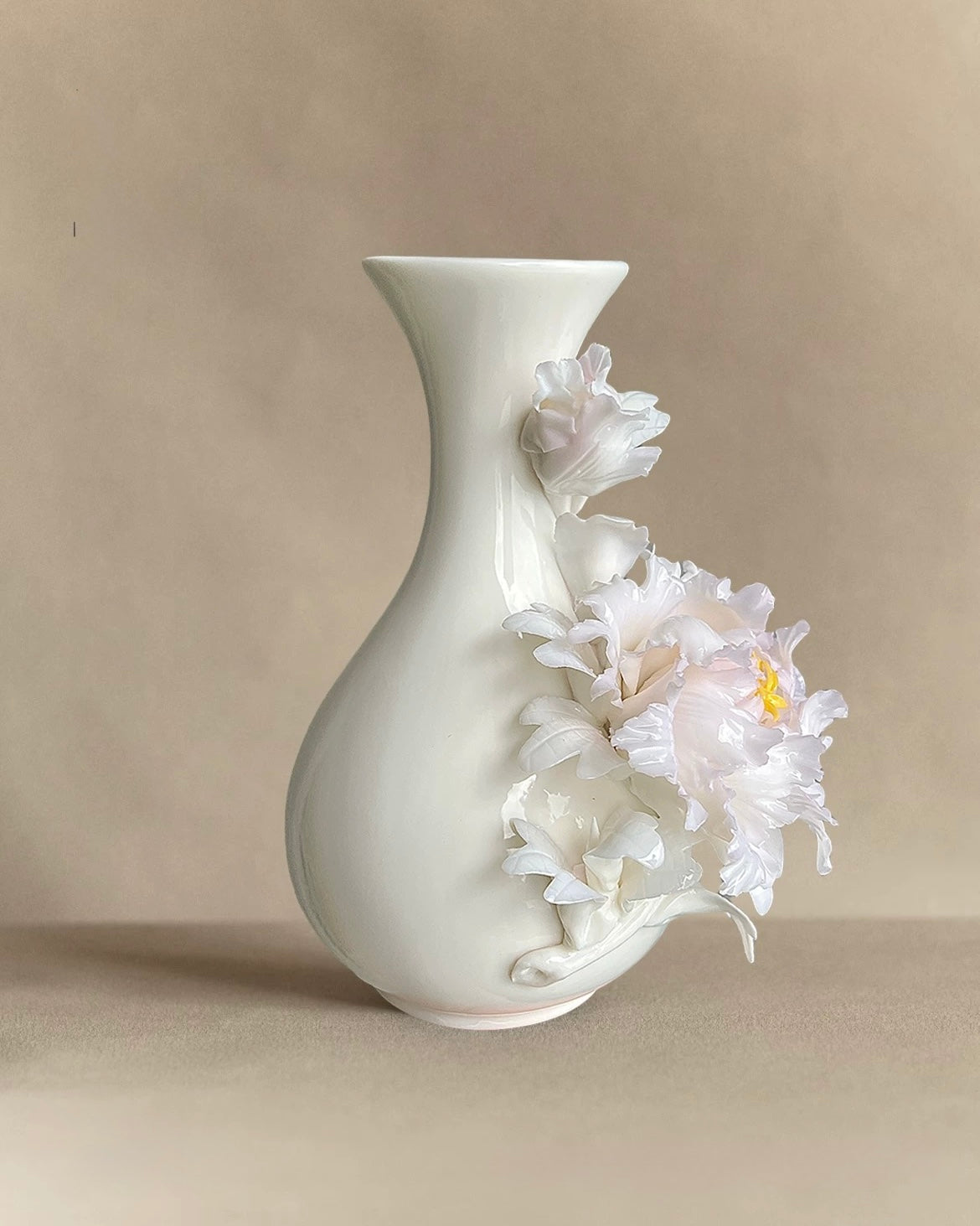 Intangible Cultural Heritage: Hand-Pinched Peony Ceramic Vase | Handcrafted Bloom