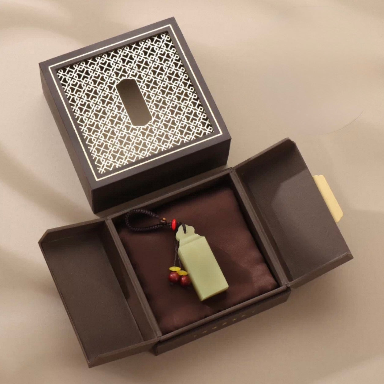 Custom Hand-Carved Green Jade Seal – Personalized Name Stamp with Cord or Tassel