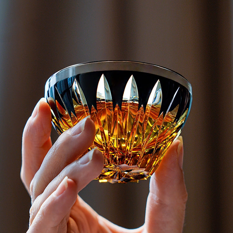 Edo Kiriko Handcrafted Lotus Glass – A Bloom of Purity and Enlightenment in Crystal