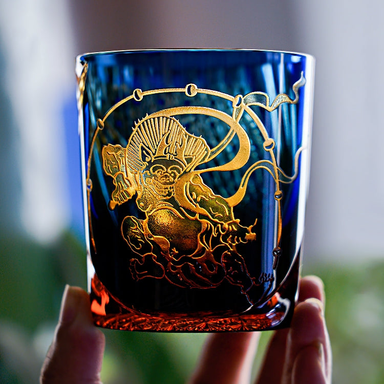 Edo Kiriko Handcrafted Raijin Whisky Glass – A Thunderous Elegance in Crystal