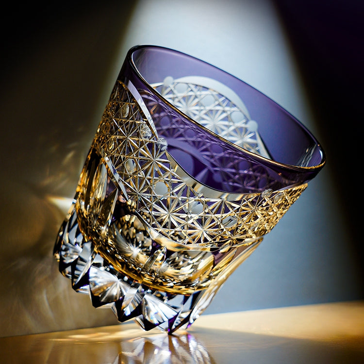 Edo Kiriko Handcrafted Amethyst Prism Whisky Glass – A Royal Glimmer in Crystal
