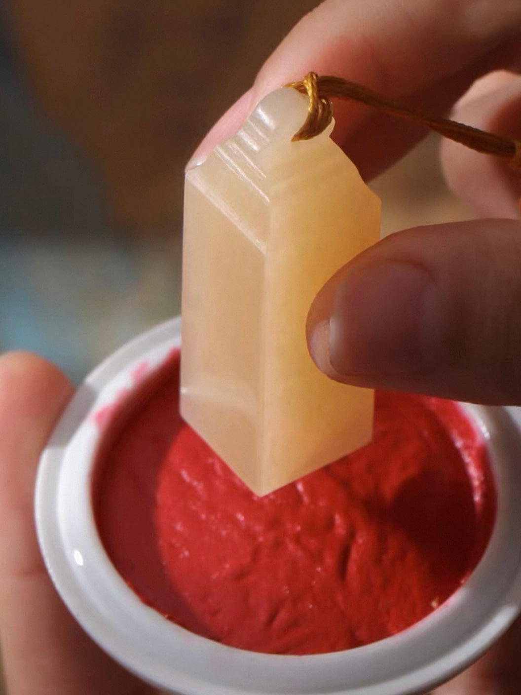 Custom Hand-Carved Yellow Jade Personal Seal – Artisan Hanko and Name Stamp