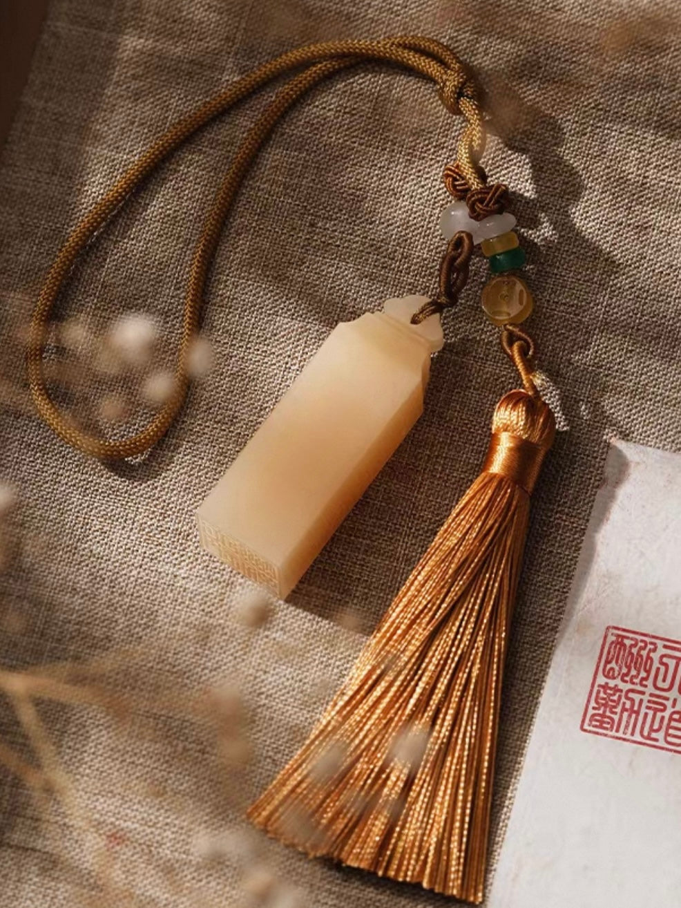 Custom Hand-Carved Yellow Jade Personal Seal – Artisan Hanko and Name Stamp