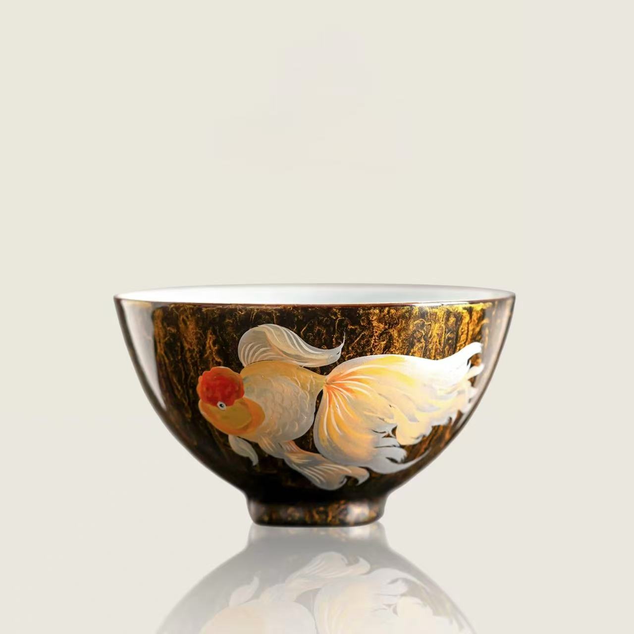 The Imperial Current | Hand-Painted Goldfish Lacquerware Master Cup