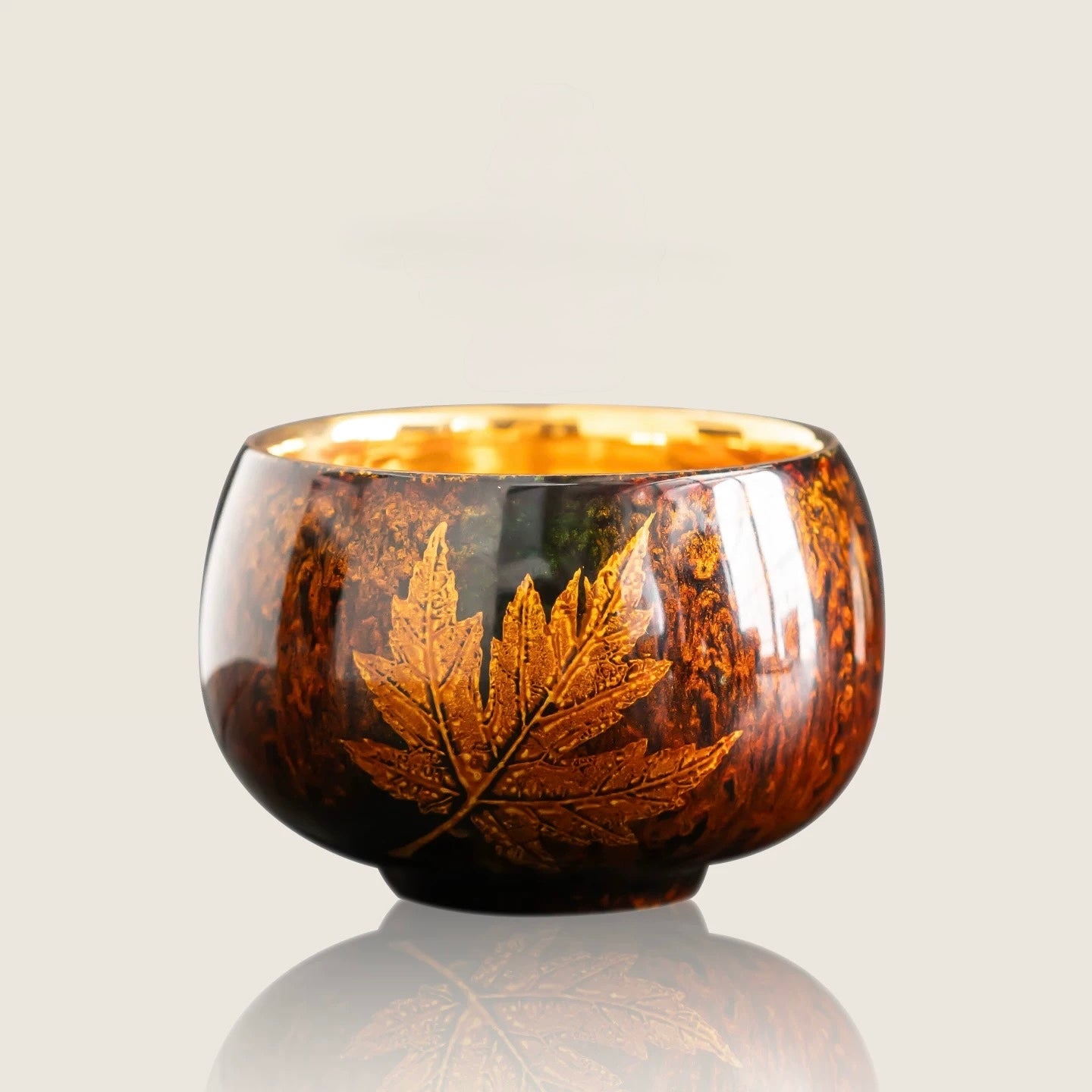 Golden Autumn | Hand-Painted 24K Gold Leaf Lacquerware Master Cup