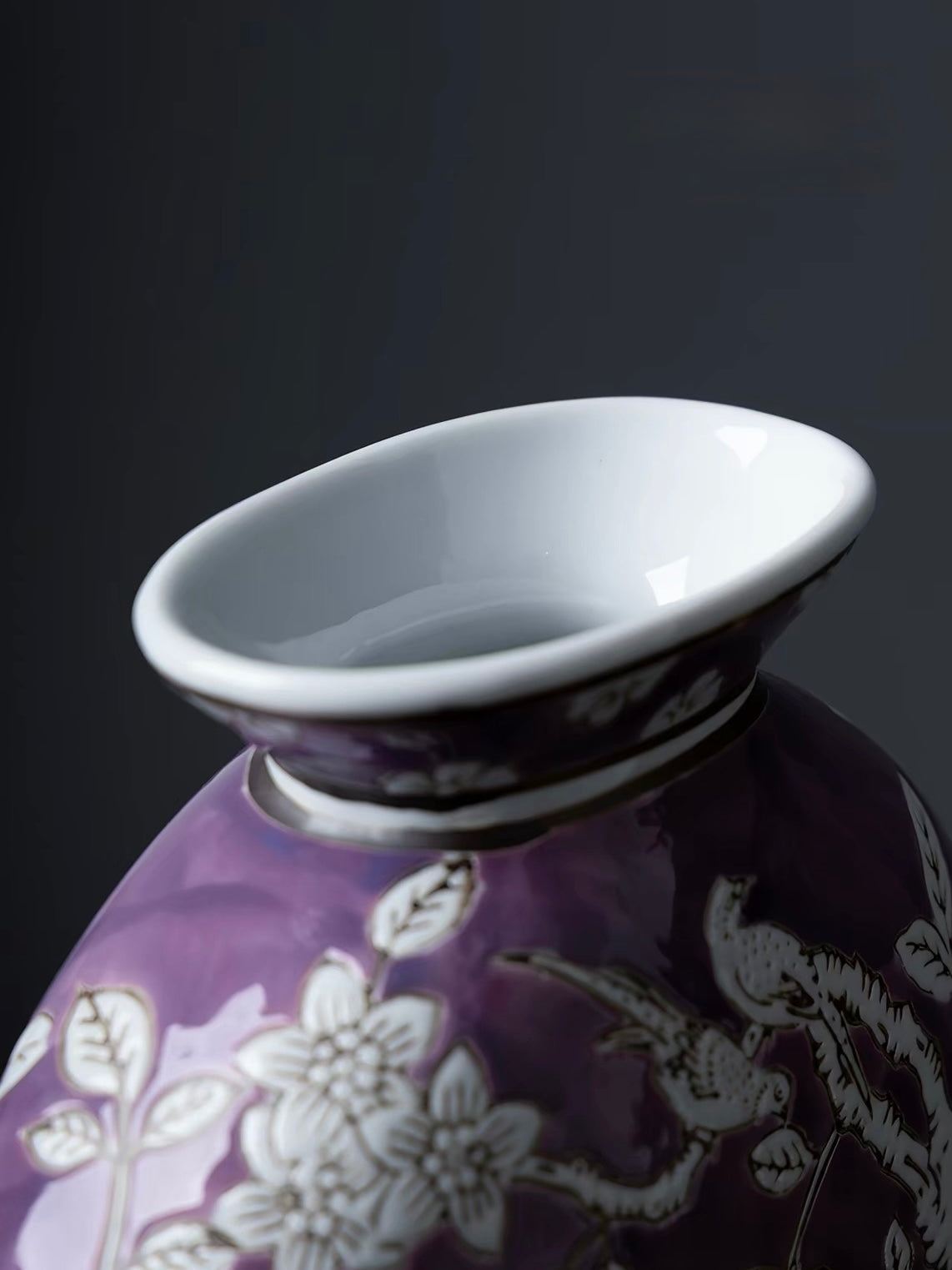 "Phoenix of Auspicious Dawn" Handcrafted Relief Ceramic Vase – Sculptural Collector's Edition