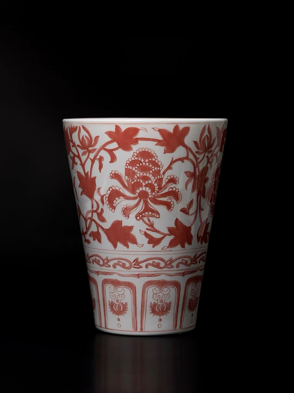 Handcrafted Crimson Peony Porcelain Vase – Underglaze Floral Decorative Vase