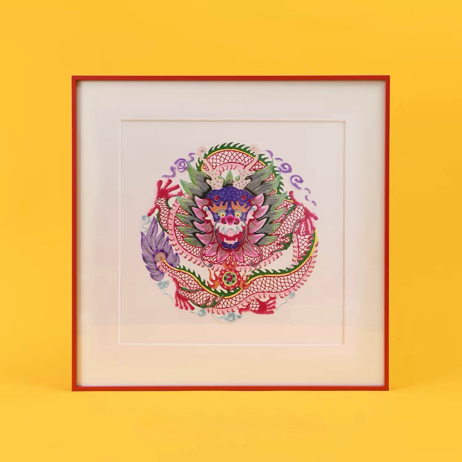"Dragon of Prosperity" Handcrafted Papercut Wall Art – Artisan Decorative Artwork