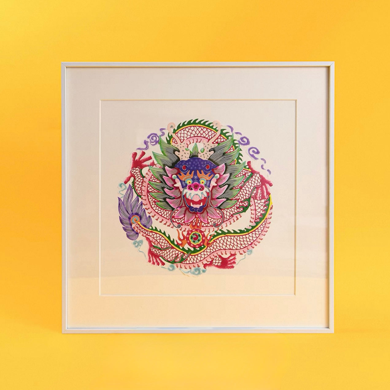 "Dragon of Prosperity" Handcrafted Papercut Wall Art – Artisan Decorative Artwork