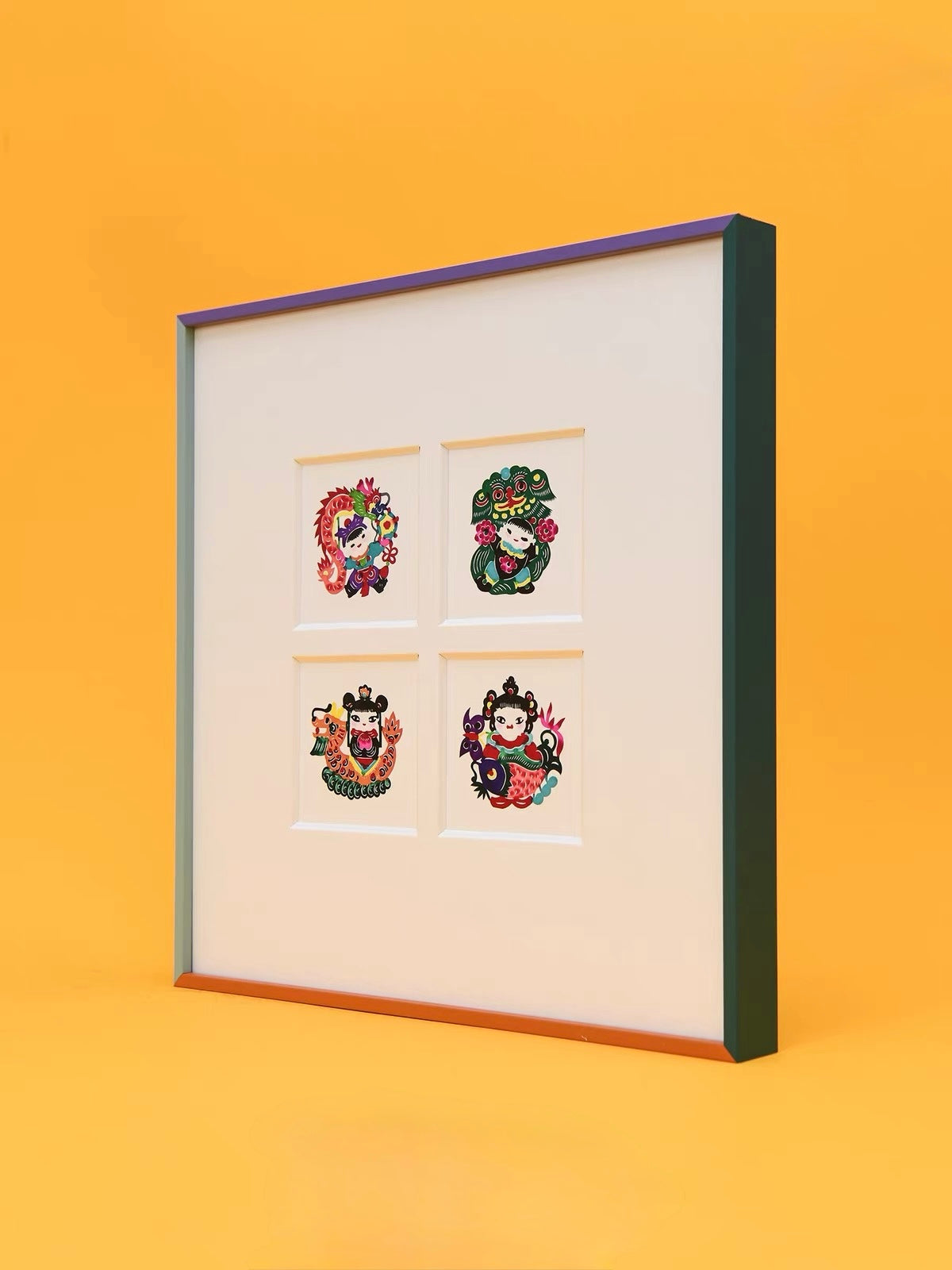 Handcrafted Joyful Children Papercut Wall Art – Artisan Folk-Inspired Decorative Artwork