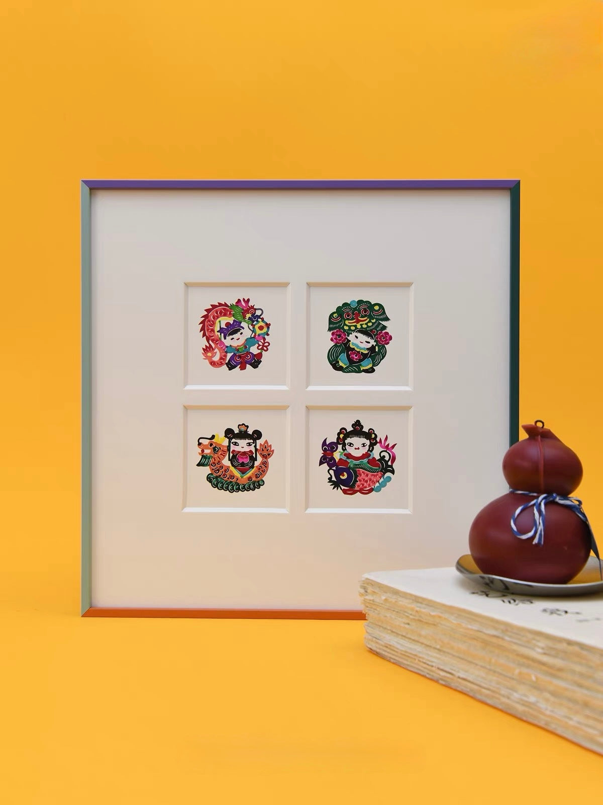 Handcrafted Joyful Children Papercut Wall Art – Artisan Folk-Inspired Decorative Artwork