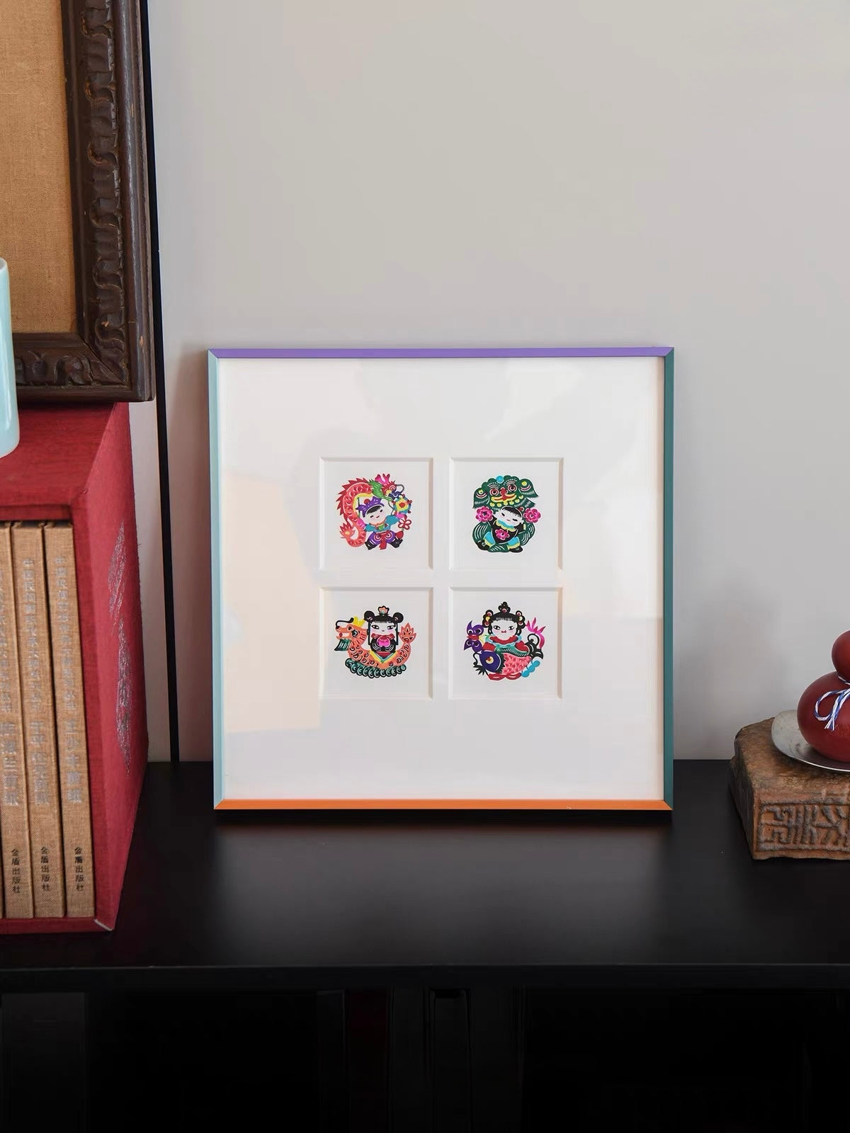 Handcrafted Joyful Children Papercut Wall Art – Artisan Folk-Inspired Decorative Artwork