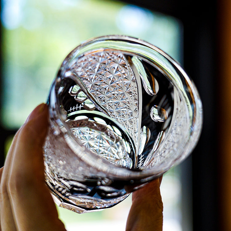 Edo Kiriko Handcrafted Midnight Asanoha Whisky Glass – A Profound Pattern of Protection in Crystal