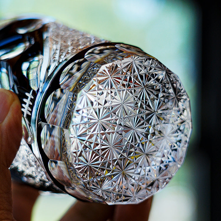 Edo Kiriko Handcrafted Midnight Asanoha Whisky Glass – A Profound Pattern of Protection in Crystal