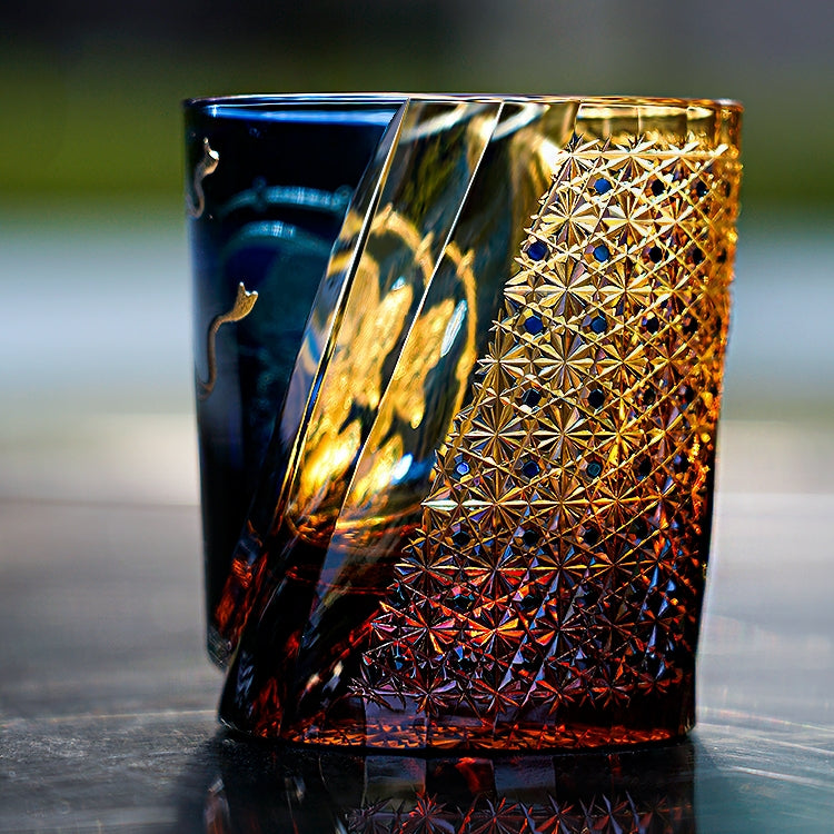 Edo Kiriko Handcrafted Raijin Whisky Glass – A Thunderous Elegance in Crystal