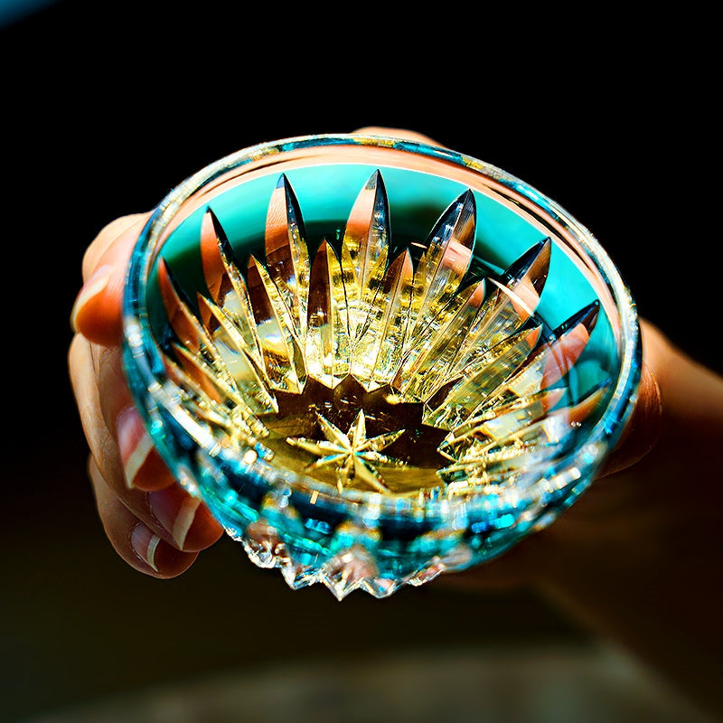 Edo Kiriko Handcrafted Lotus Glass – A Bloom of Purity and Enlightenment in Crystal