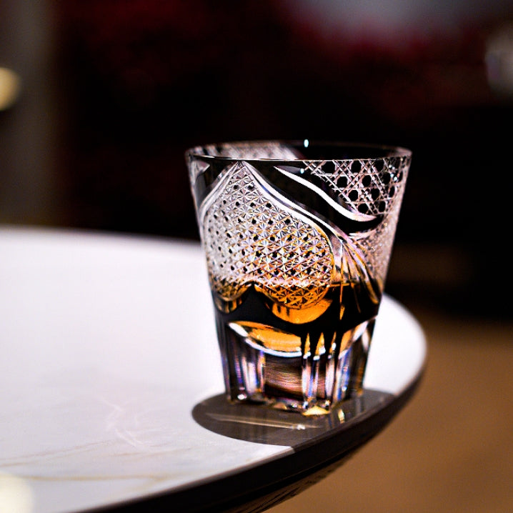 Edo Kiriko Handcrafted Spade Serenity Whisky Glass – A Symbol of Peace in Crystal