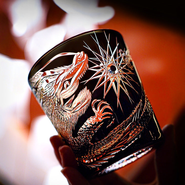 Edo Kiriko Handcrafted Soaring Dragon Whisky Glass – An Ascendant Myth in Crystal