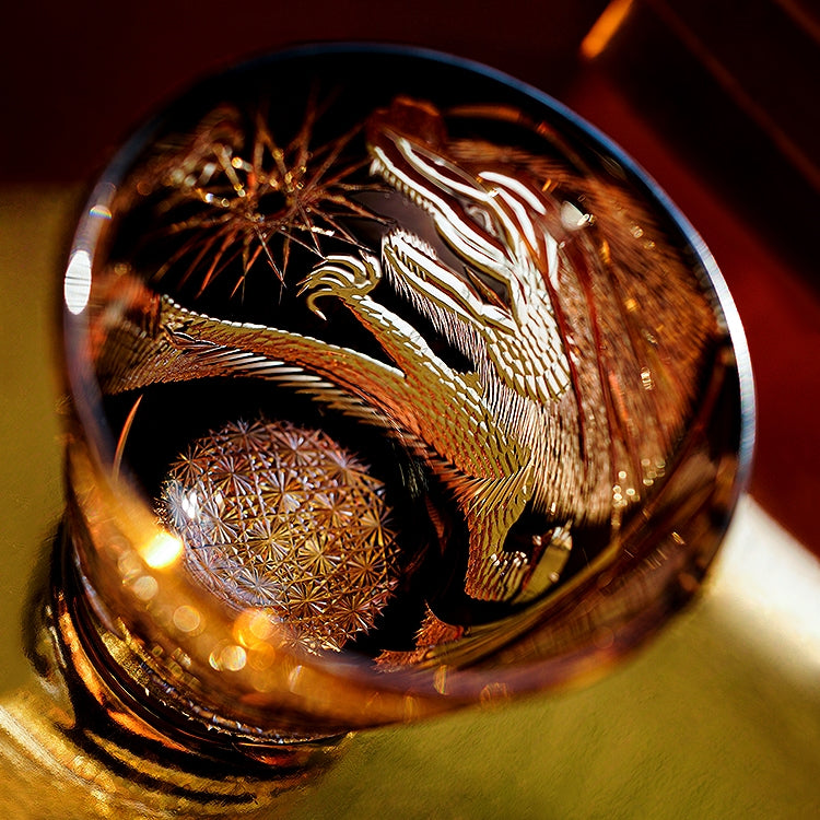Edo Kiriko Handcrafted Soaring Dragon Whisky Glass – An Ascendant Myth in Crystal
