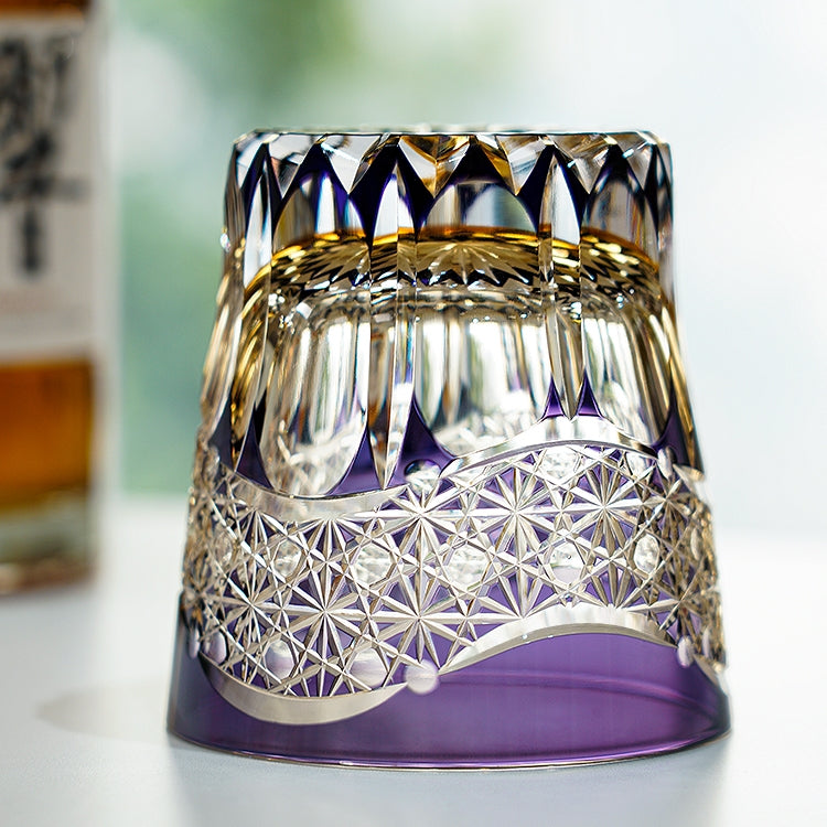 Edo Kiriko Handcrafted Amethyst Prism Whisky Glass – A Royal Glimmer in Crystal