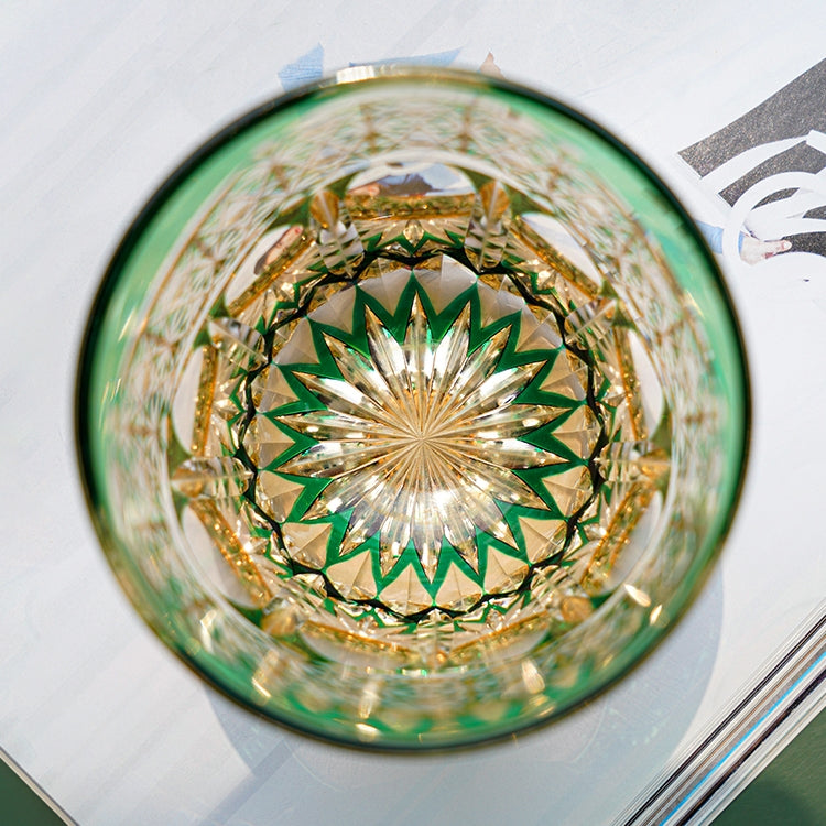 Edo Kiriko Handcrafted Emerald Prism Whisky Glass – A Gemstone Dream in Crystal
