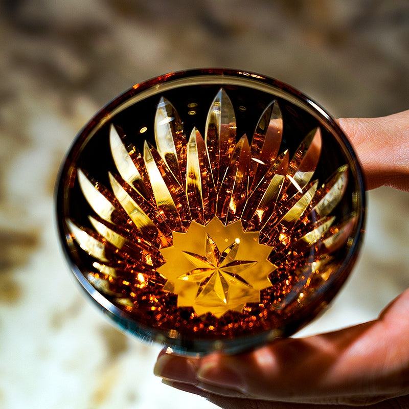 Edo Kiriko Handcrafted Lotus Glass – A Bloom of Purity and Enlightenment in Crystal