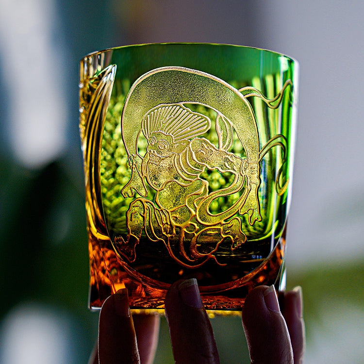 Edo Kiriko Handcrafted Fujin Whisky Glass – A Tempest of Elegance in Crystal