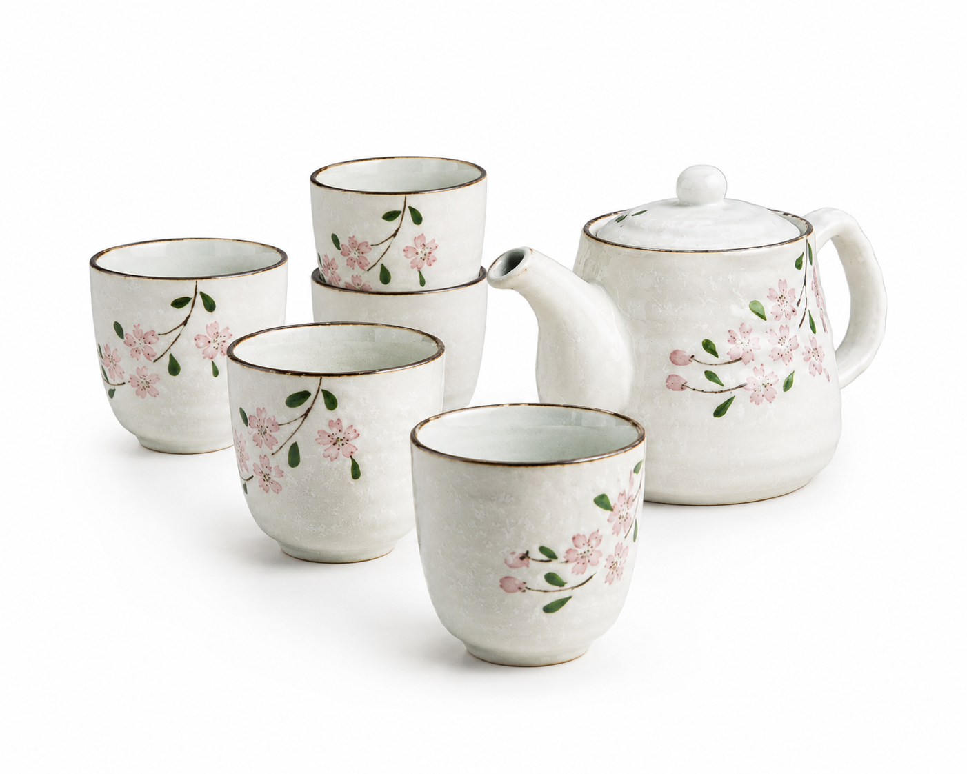 Japanese Handcrafted Ceramic Glazed Sakura Tea Gift Set – A Blossom of Elegance