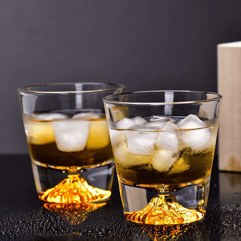 Handcrafted Edo Kiriko Mount Fuji Whisky Glass Set