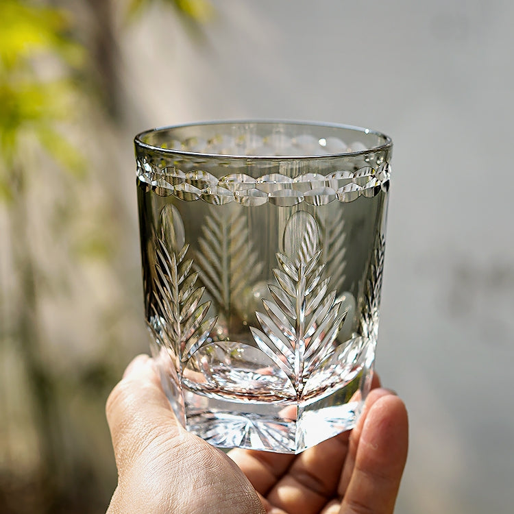 Edo Kiriko Handcrafted Feather Motif Whisky Glass – A Graceful Expression of Light and Freedom