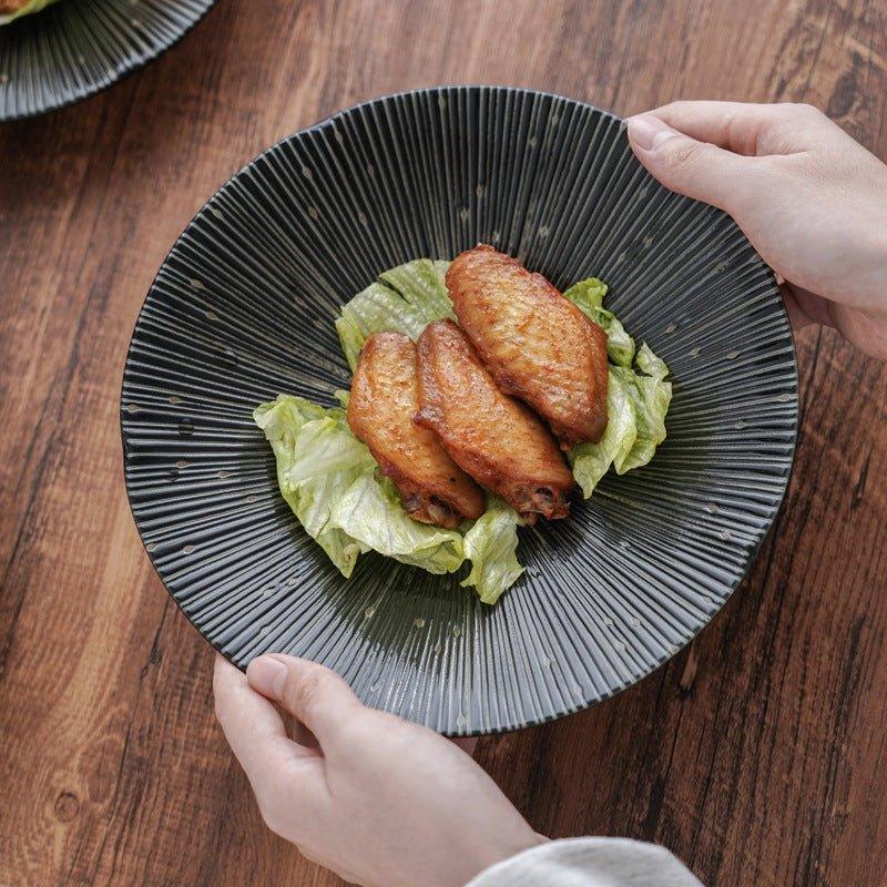 Japanese Mino Ware Wrinkled Plates | Handcrafted Ceramic