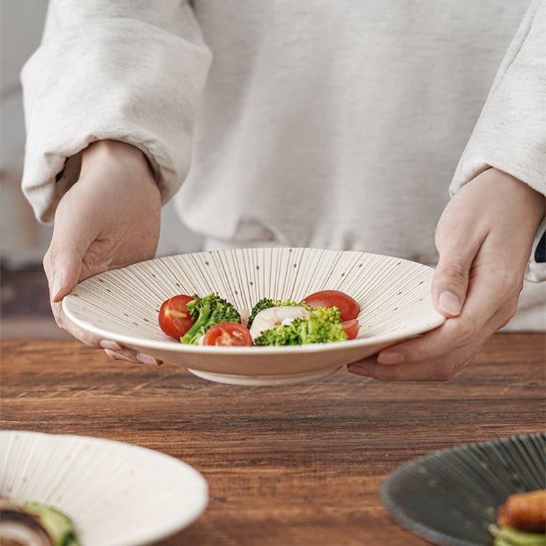 Japanese Mino Ware Wrinkled Plates | Handcrafted Ceramic