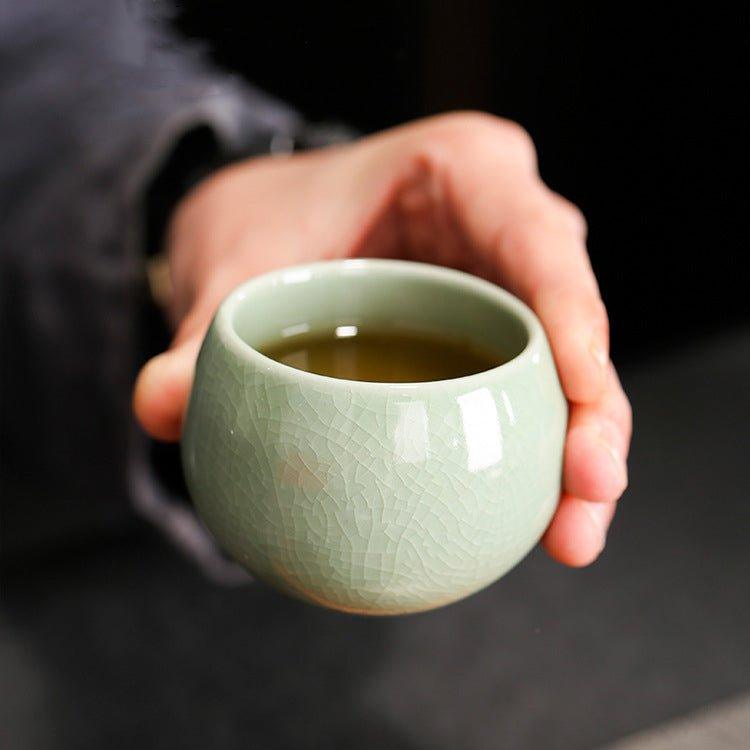 Oriental "Five Great Kilns" Handcrafted Ceramic Rounded Tea Cup Set of 5 – A Legacy of Porcelain Art