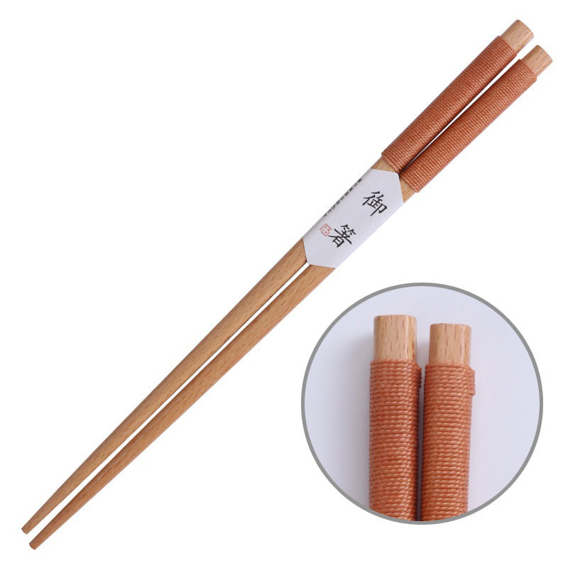 Japanese Handcrafted Wooden Chopsticks with Decorative Thread - Set of 5