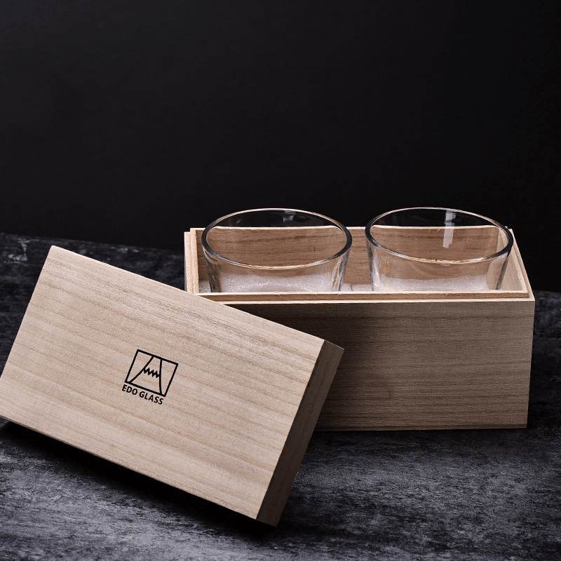 Handcrafted Edo Kiriko Mount Fuji Whisky Glass Set