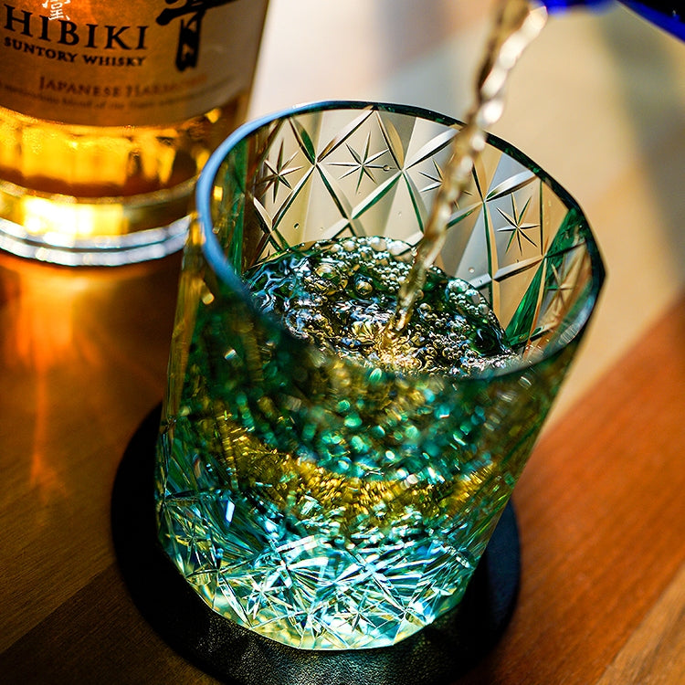 Edo Kiriko Handcrafted Celestial Whisky Glass – A Cosmos Reflected in Crystal