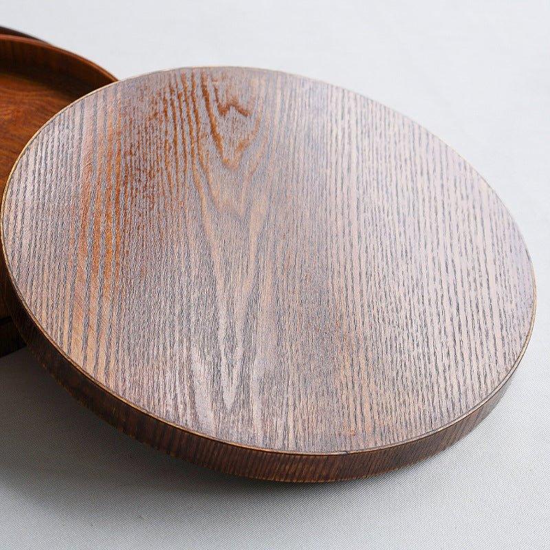 Japanese Brown Wooden Round Tray, Multi-purpose Serving Platter