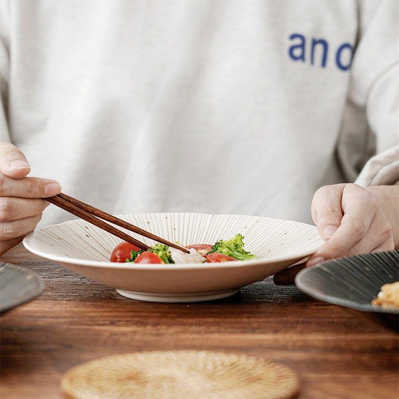 Japanese Mino Ware Wrinkled Plates | Handcrafted Ceramic