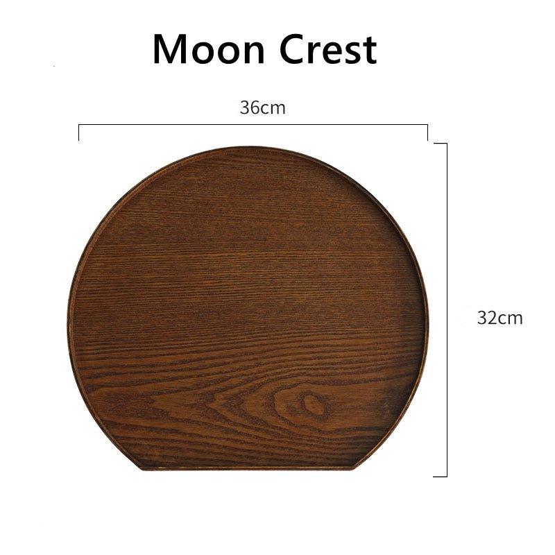 Japanese Brown Wooden Round Tray, Multi-purpose Serving Platter