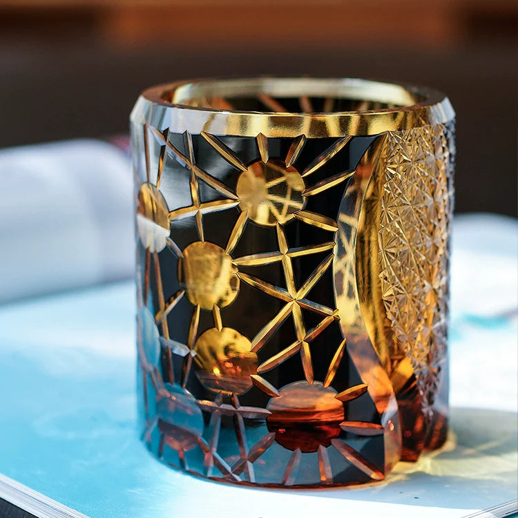 Edo Kiriko Handcrafted Night Jewel Whisky Glass – A Glimmer of Midnight Majesty
