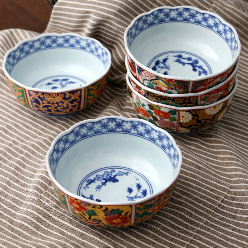 Japanese Handcrafted Mino Ware Court Dyed Bowls Set of Five