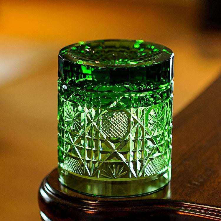 Edo Kiriko Handcrafted Octagonal Chrysanthemum Whisky Glass – A Geometric Bloom of Elegance
