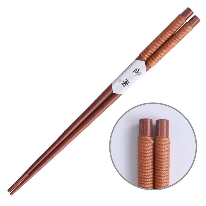 Japanese Handcrafted Wooden Chopsticks with Decorative Thread - Set of 5