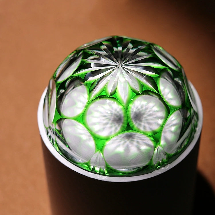 Edo Kiriko Handcrafted Jade Blossom Artistry Glass – A Verdant Dream in Crystal