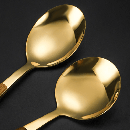 Stainless Steel Utensil Set with Wooden Handles – Modern Elegance for Every Meal