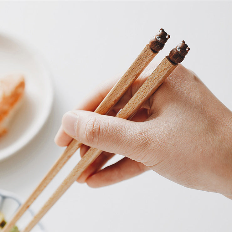 Japanese Handcrafted Pet Sculpture Wooden Children's Chopsticks