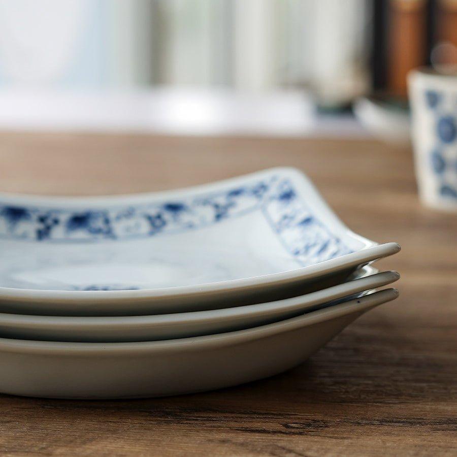 Mino Ware "Sometsuke" Japanese Retro Square Plate