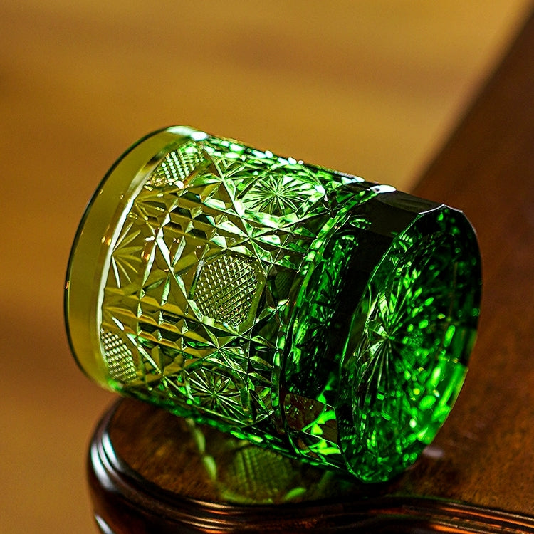 Edo Kiriko Handcrafted Octagonal Chrysanthemum Whisky Glass – A Geometric Bloom of Elegance