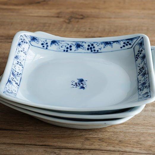 Mino Ware "Sometsuke" Japanese Retro Square Plate