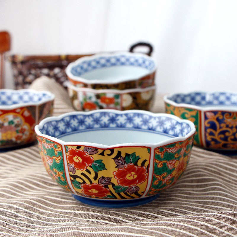 Japanese Handcrafted Mino Ware Court Dyed Bowls Set of Five